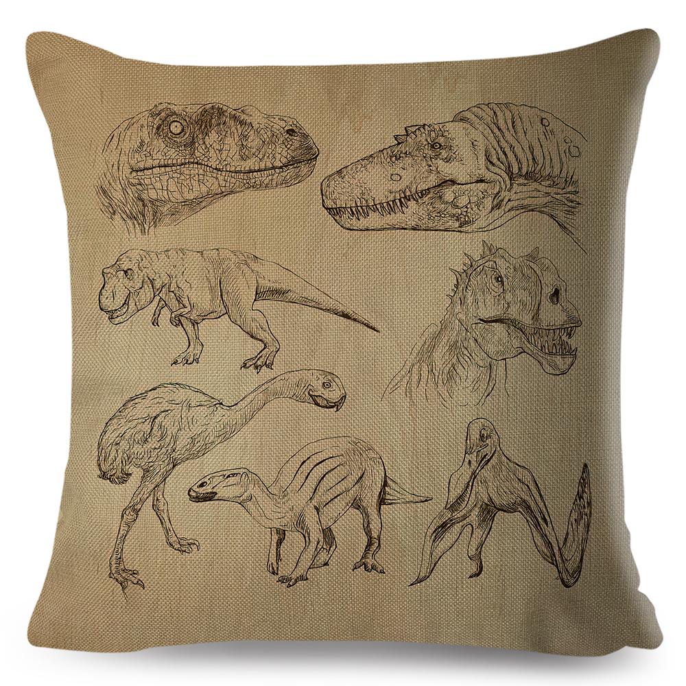 Jurassic Dinosaur Cushion Cover TRex Triceratops Scene Design Polyester Bedroom Decor Throw Pillow Case 40x40cm 16x16in