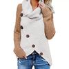 Autumn/Winter Women's Long-Sleeve Irregular Knit Color Block Button Sweater