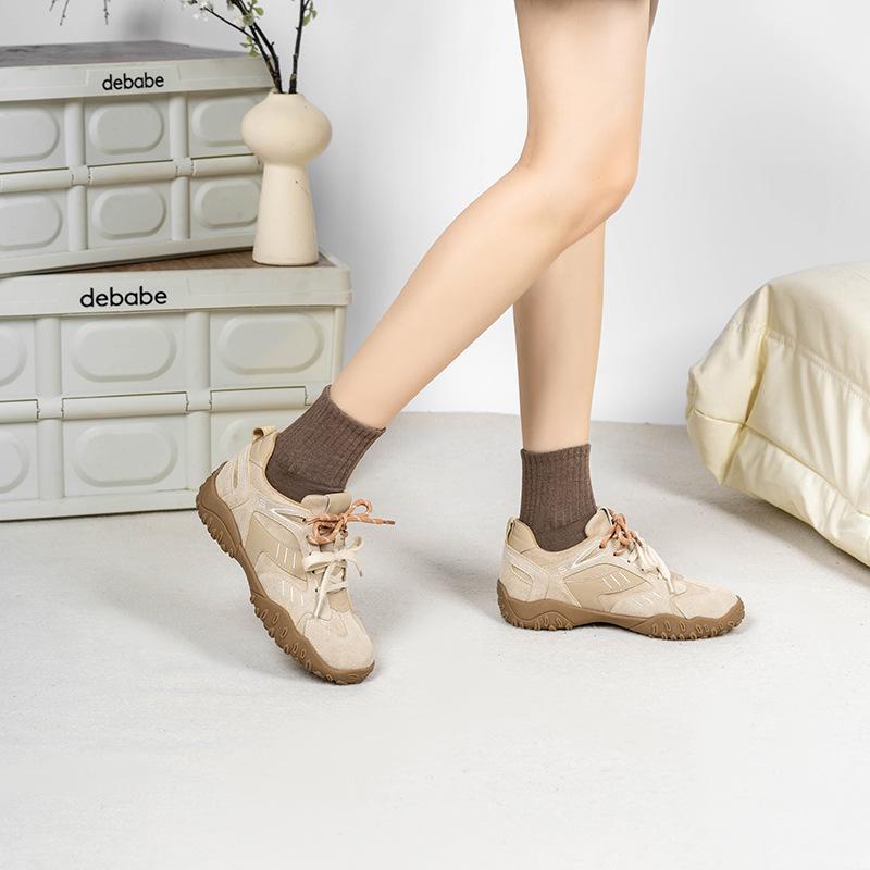 Cowhide Version, Spot Thick-soled Inner Height-increasing Forrest Gump German Training Shoes for Women's New Sports and Leisure Leather Color