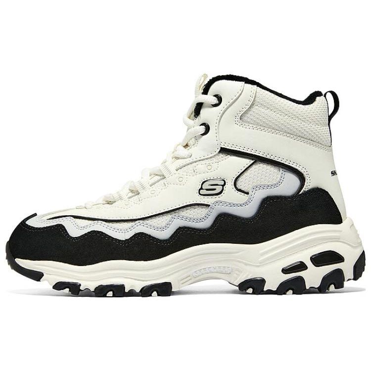 Skechers DLites 1.0 Fabric Synthetic Leather Comfortable Versatile Retro Campus Thick Sole Warm High Top Casual Shoes Women sneaker 168026-WGRY 38.5