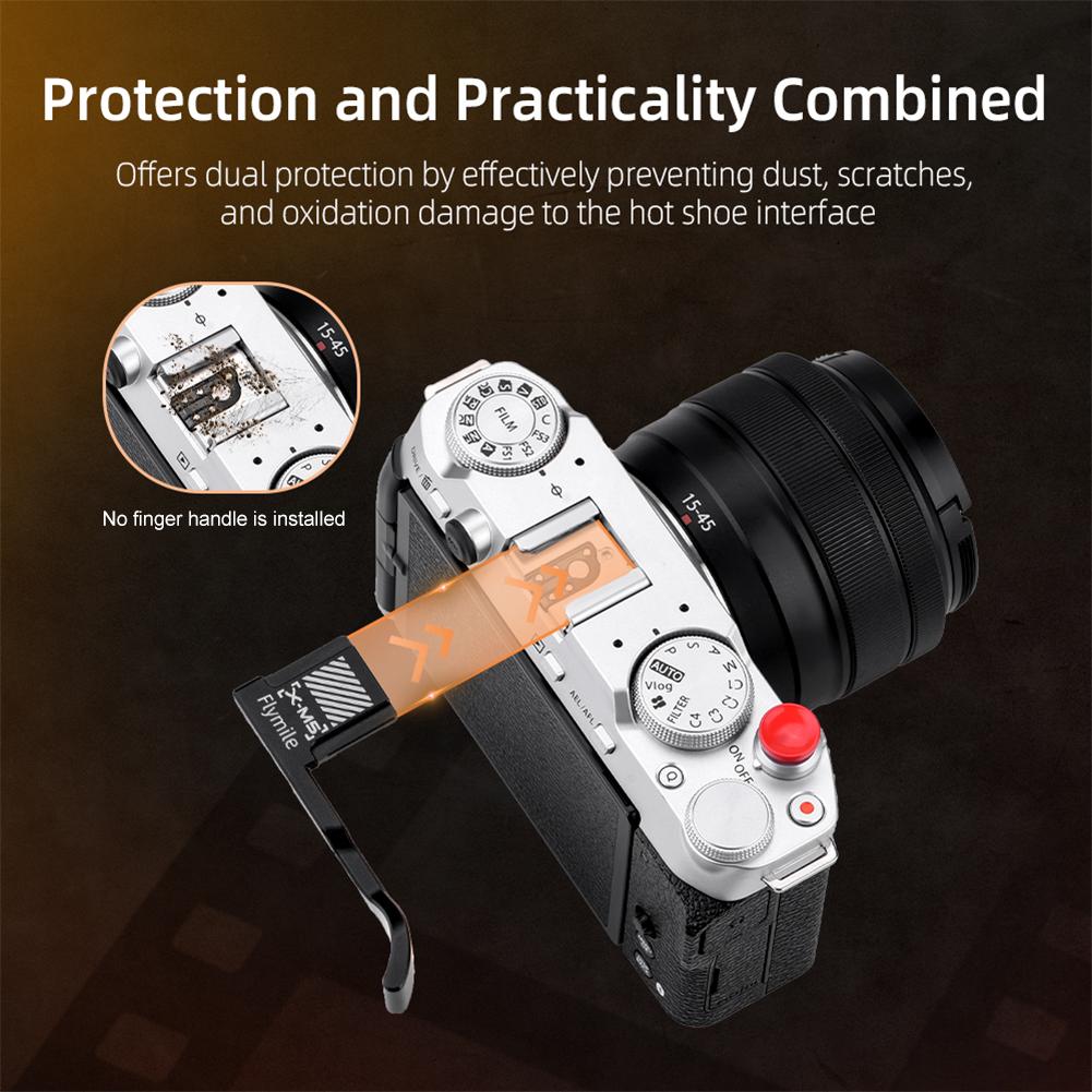 Hot Shoe Cover with Shutter Release Button Built-in Silicone Pads Camera Thumb Rest Thumb Up Grip for Fujifilm XM5 Fuji X-M5
