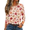Women's Long Sleeve Neck Pullover Top with Leaf Print for Casual Daily Wear