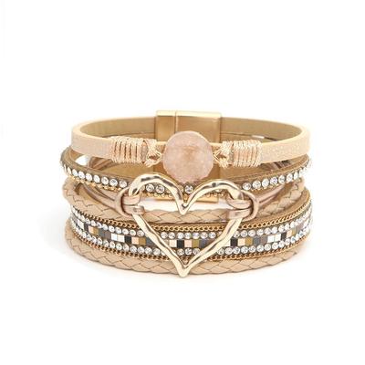 1PC Hot-selling Multi-layer Leather Bracelet Hand-woven Bracelet Gold Love Lady Bracelet