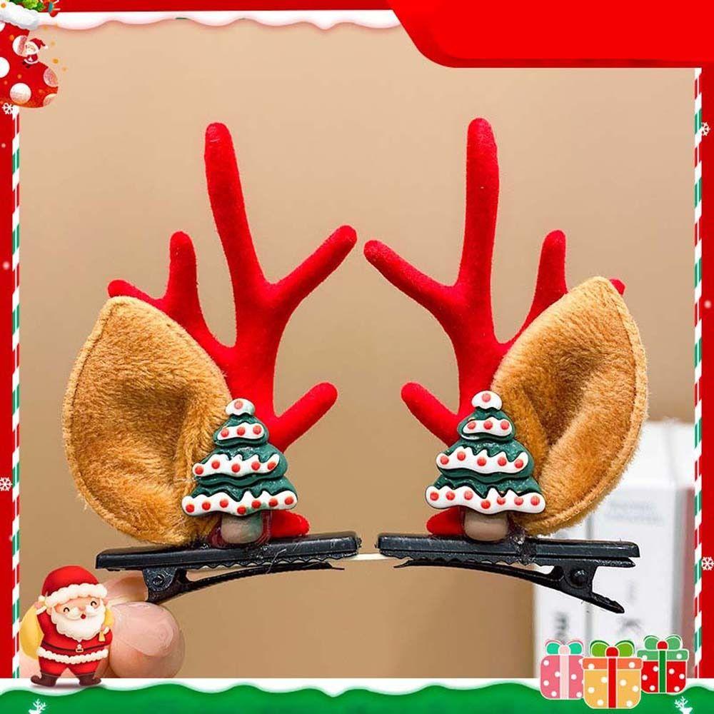 

1 пара заколка-уточка в виде рогов лося/оленя, заколка для волос в виде рождественской елки/Деда Мороза, на каждый день L