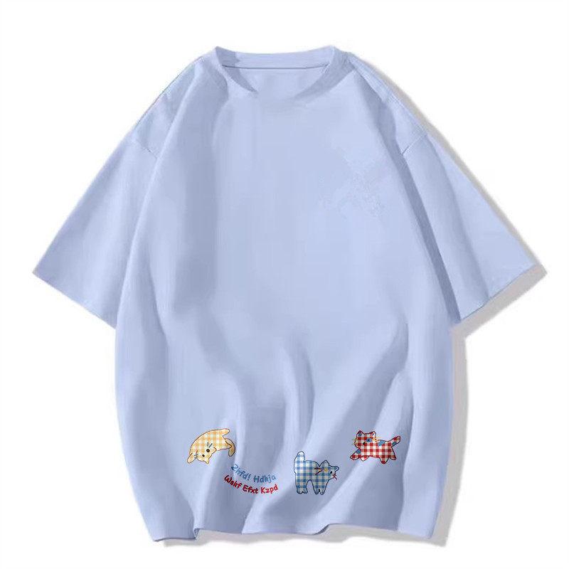 Summer Short-sleeved T-shirt Women's New Pure Cotton Design Sense Niche American Retro Loose Cartoon Half-sleeved Top