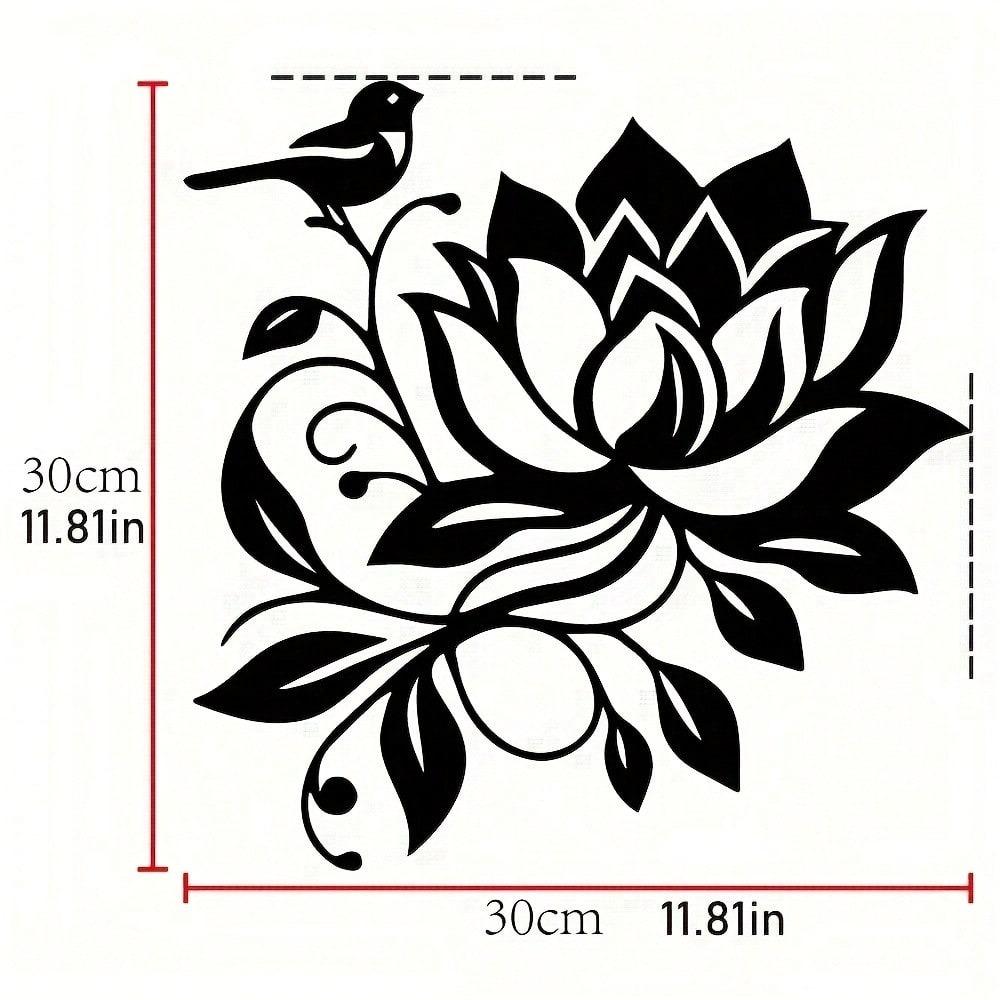 Metal Wall Art of Lotus and Bird Elegant Home Decor for Living Room Bedroom Nature Style Gift
