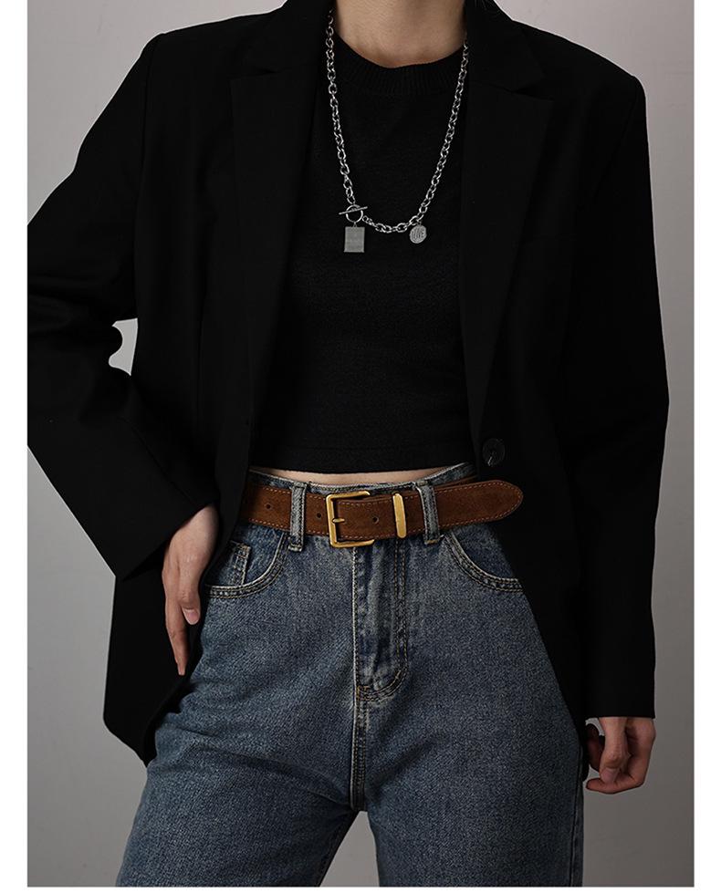 Klassischer Retro Damen-Wildleder-Ledergürtel - Vielseitiges Jeans-Accessoire mit hochwertigem Gefühl