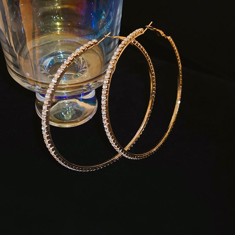 Gold French Simple Round Plain Ring Earrings Light Luxury Earrings Hong Kong Style Earrings