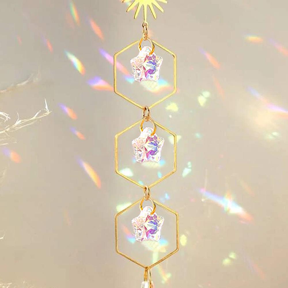 1 Stück Kristall Sonnenfänger Gartenlicht Schmuck Hängender Prismatischer Anhänger Gartenanhänger