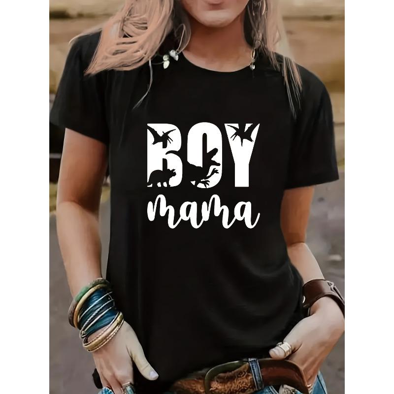 

Casual Crew Neck Short Sleeve T-Shirt with Letter Print, Perfect for Spring And Summer, Part of Women S Apparel S чёрный