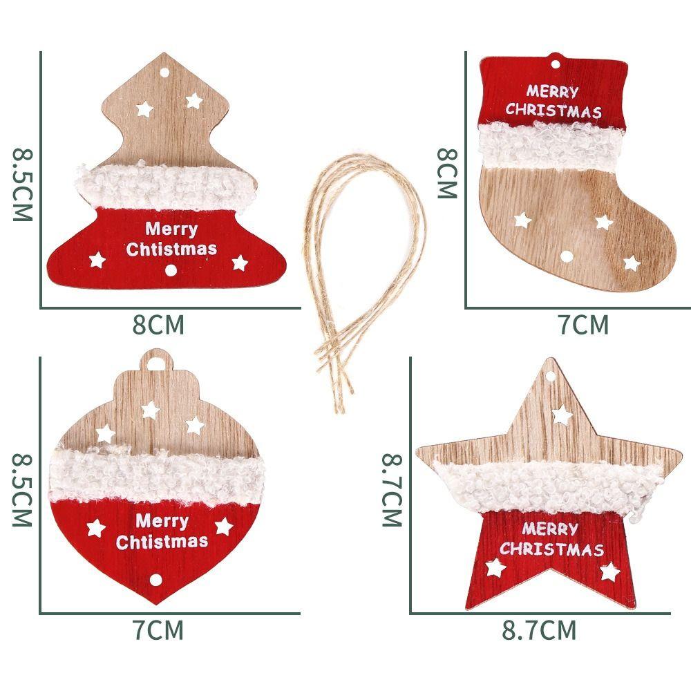 8pcs Wooden Christmas Pendants Natural Christmas Decoration Hanging  Gift