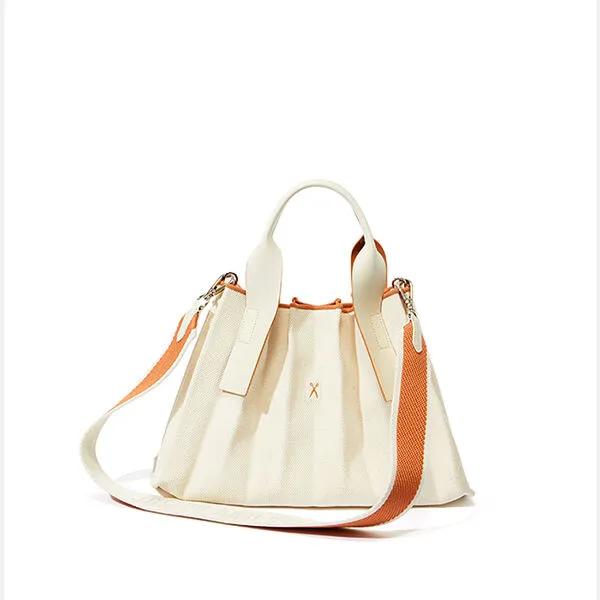 Lucky Pleats Canvas Tote S Ivory_Cream