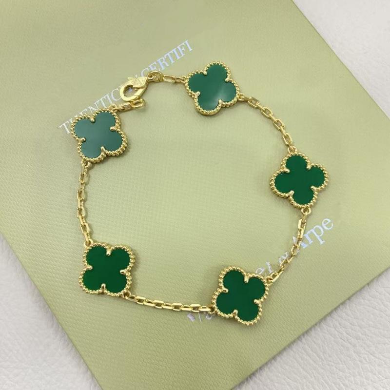 Exquisite Four-leaf Clover Bracelet for Women Five-flower Bracelet Double-sided Natural White Mother-of-pearl and Carnelian Bracelet