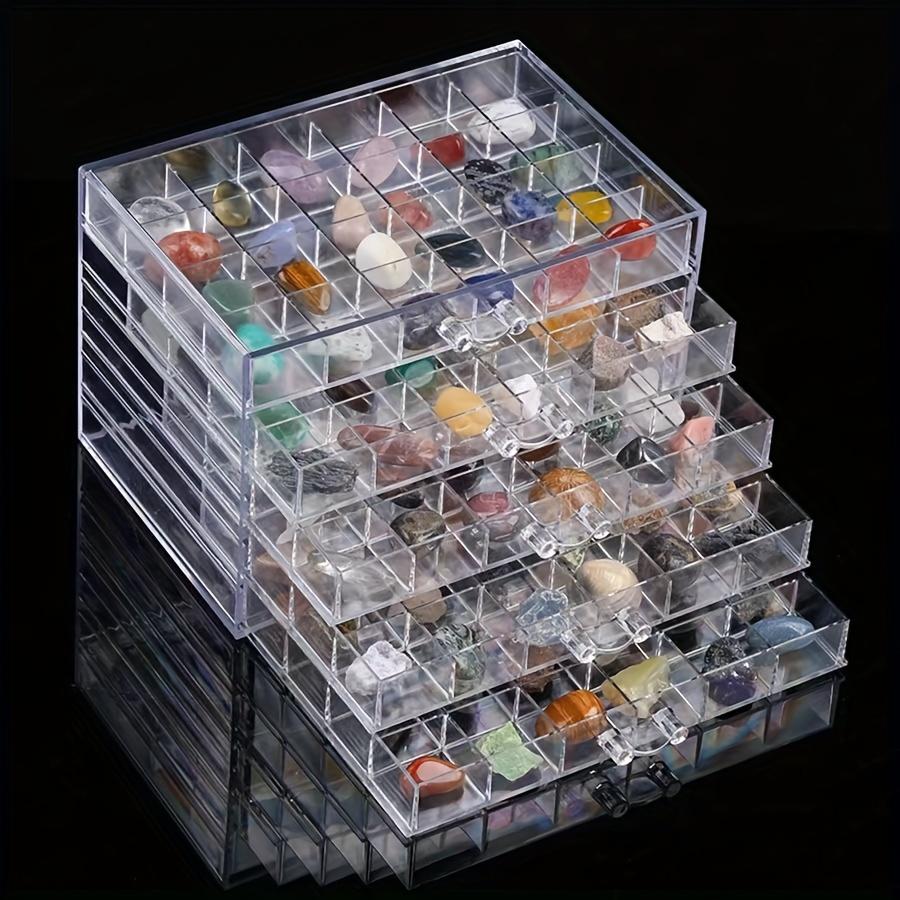 Vetrina Cristallo - Scatola di Stoccaggio in Plastica Trasparente Per Collezioni di Pietre Naturali, Rocce & Gemme