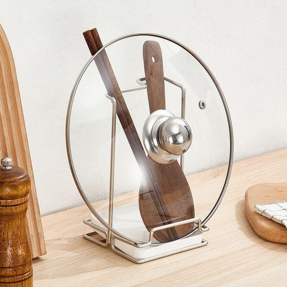 Rust-proof Pot Cover Shelf Stainless Steel Spoon Rack Utensils Organizer  Cooking Utensils