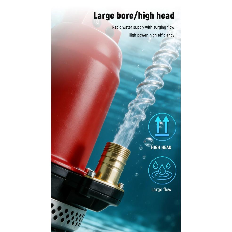 Rechargeable Lithium Battery DC Submersible Pump Remote Control 12V 200W High Flow 3.5m³/H 7M Head Agricultural Irrigation