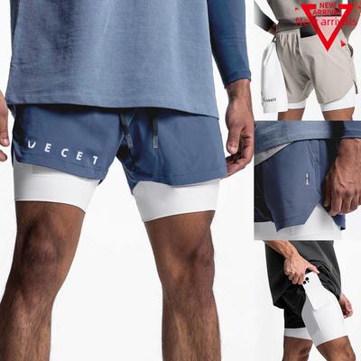 European & American Men's Double-Layer Muscle Fitness Shorts - Summer Casual Sports Five-Point Pants