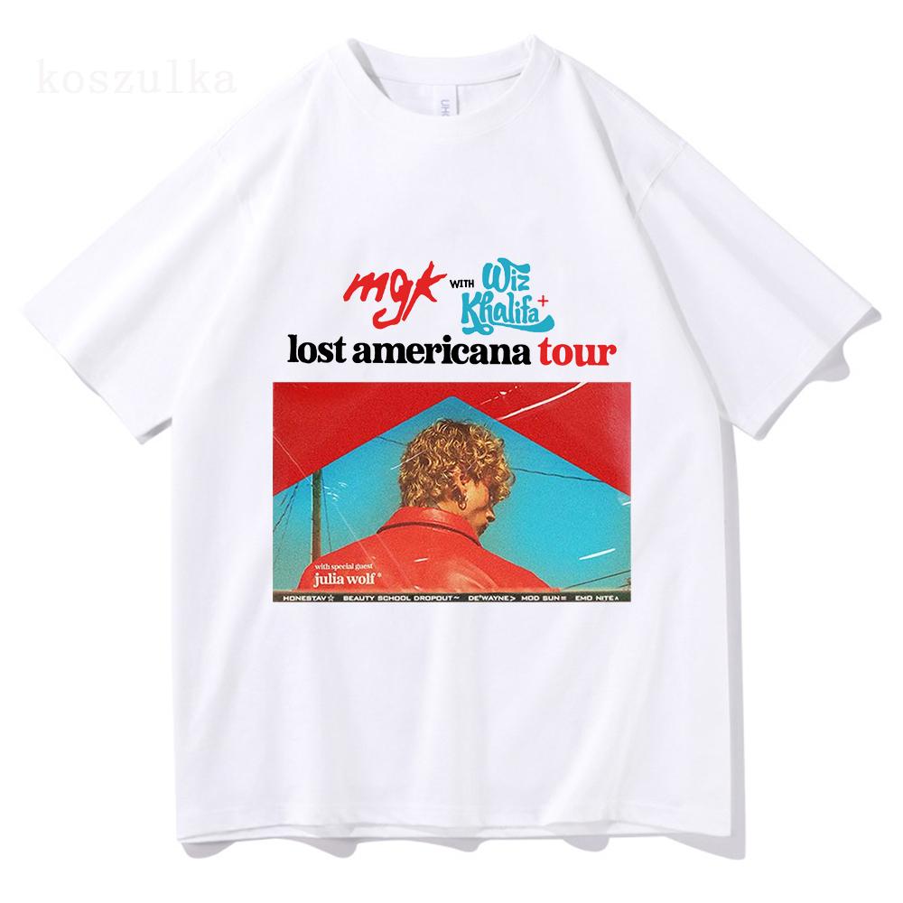 MGK Lost Americana Tour Tričko Machine Gun Kelly Zpěvák Grafické Tričko Bavlna Krátký Rukáv Ležérní Pánské/Dámské Tričko Streetwear