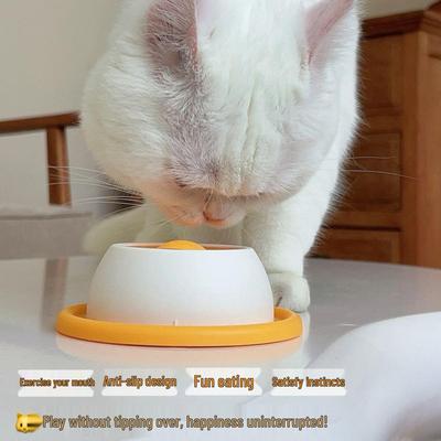 Durable Anti-Tip Slow Feeder Bowl & Cat Teaser - Decompression Toy for Self-Entertainment & Licking Fun