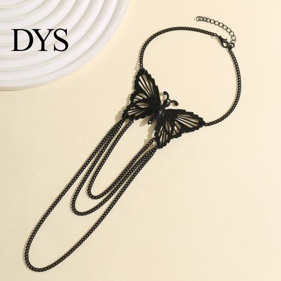 Arm Band Women Bracelet Adjustable Hollow Out Butterfly Shape Multi Chains Chain Armlet Punk Style Anti-slip Lady Prom Party Cosplay Performance