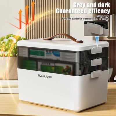 Transparent Medical Kit First Aid Storage Box with Handle Large Capacity 3 Layers Moisture-Proof Medicine Organizer Pill Storage Box