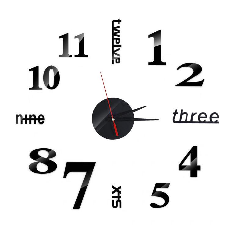 3D Large Wall Clock DIY Mirror Wall Stickers For Home Living Room Decor Frameless Quartz Clocks Self Adhesive Hanging Watches