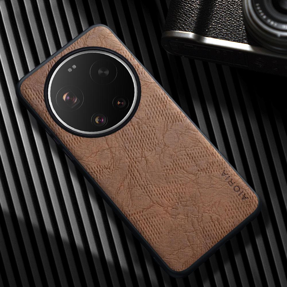 

Case for Xiaomi 17 Ultra Pro Max Xiaomi 15 14 Ultra Pro Luxury Cracked Faux leather Phone cover for Xiaomi 17 Ultra case Xiaomi 14 коричневий