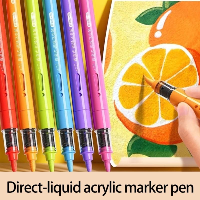 12/24 Colors Acrylic Pen Acrylic Paint Markers Colouring Pen Acrylic Markers Graffiti Marker with Soft Tip for Drawing