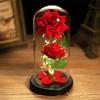 Glaskuppel Rose mit Lichtern - Kreatives Geschenk zum Frauentag und Nachtlicht-Ornament