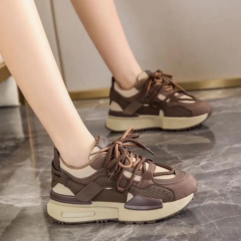 

Fashion Women 2024 New Summer All-match Thick Sole Women s Net Surface Breathable Student Sports Shoes 35