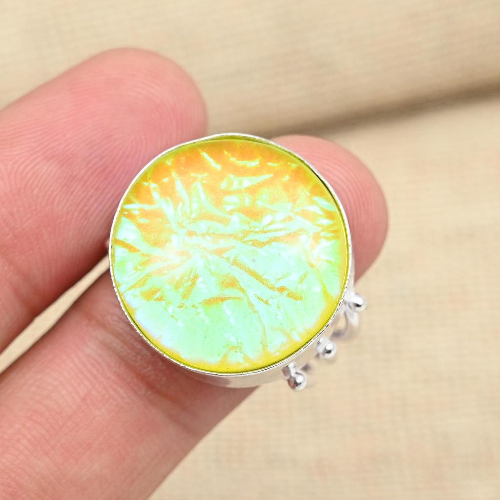 Yellow Triplet Opal Gemstone 925 Sterling Silver Handmade Beautiful Ring Jewelry
