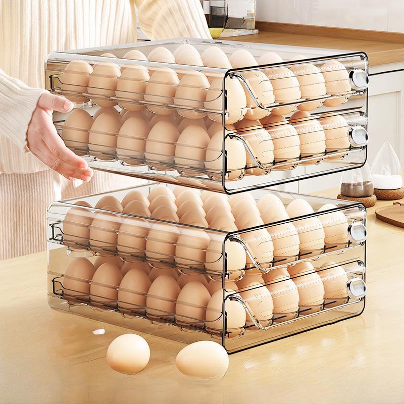 Double-Layer Transparent Egg Storage Drawer for Refrigerators