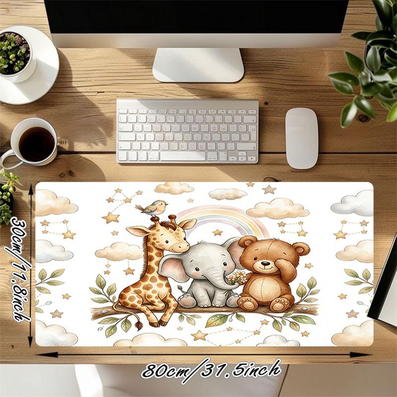 Jungle Friends Xl Gaming Mouse Pad Nonslip Rubber Base Stitched Edge Waterproof Desk Mat For Pc Laptop Gamer Office Computer Accessories C927394