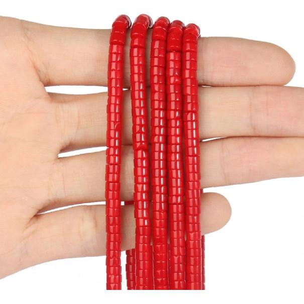 1 Strand 4x2mm Natural Gemstone Beads Heishi Beads,Loose Flat Round Undyed Cylinder Flat Spacer Stone Beads for Bracelet Earrings Jewelry Making,Red