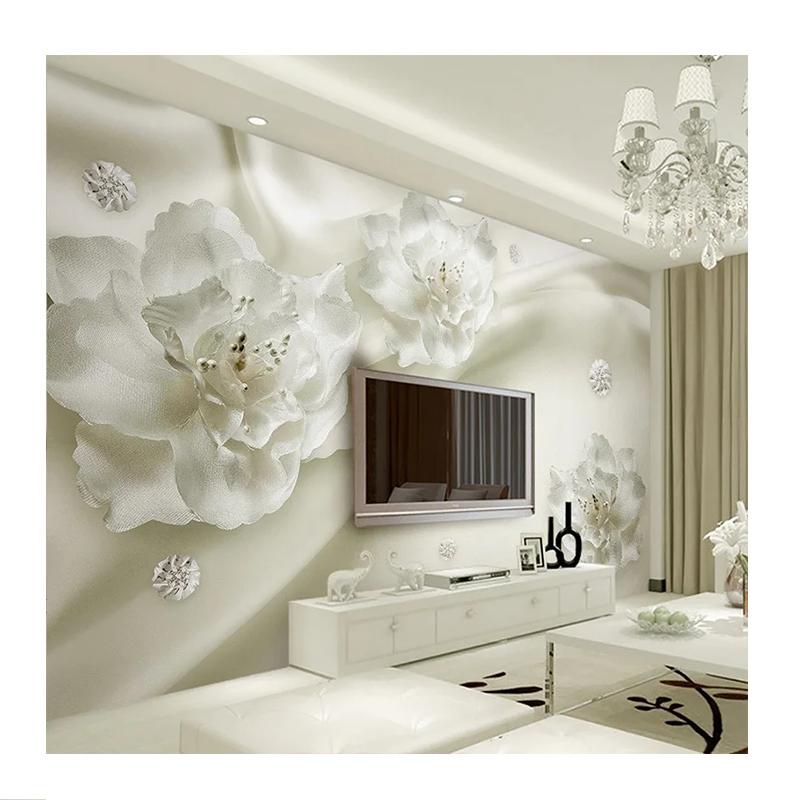 

Європейський стиль 3D Фотошпалери Стереоскопічний Рельєф Білі Квіти Шпалери Готель Вітальня Інтер єр Розкішний Домашній Декор Настінні Панно 300 cm(W) x 200 cm(H)
