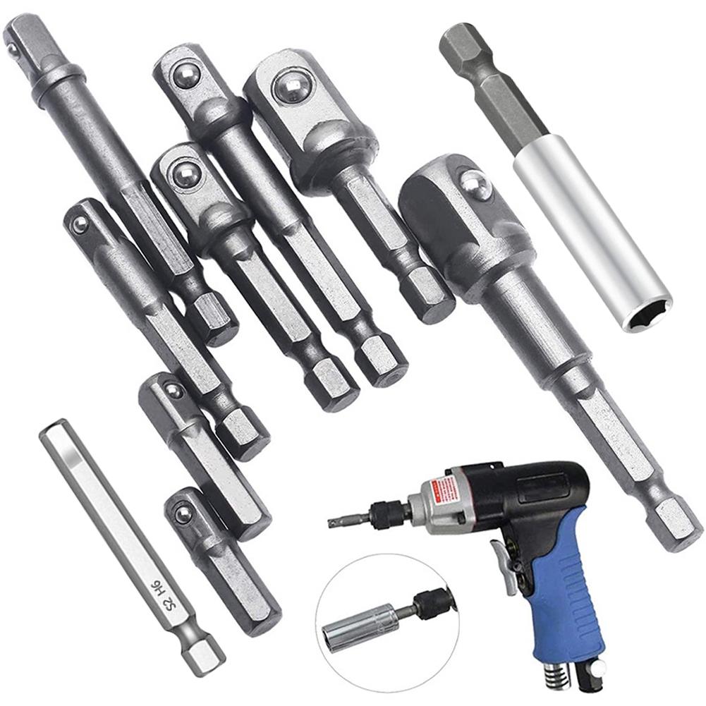 10Pcs Socket Adapter Set Extension Drill Bits Bar Set 1/4 3/8 1/2inch Driver Bit Set Wrench Extension for Electric Screwdriver
