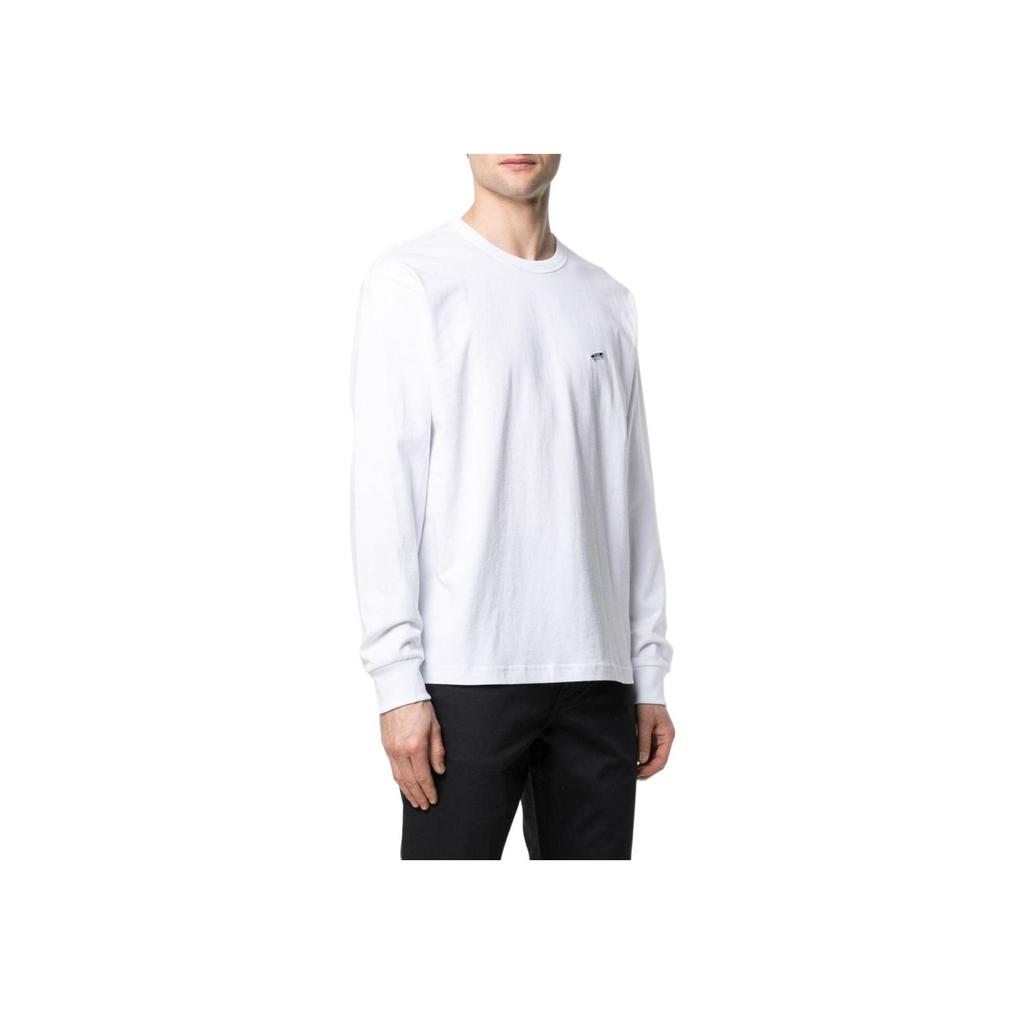 Vans Solid Color Logo Embroidered Pullover Crew Neck Long Sleeve Sweatshirt Men sweatshirt White VN0A5E1LWHT
