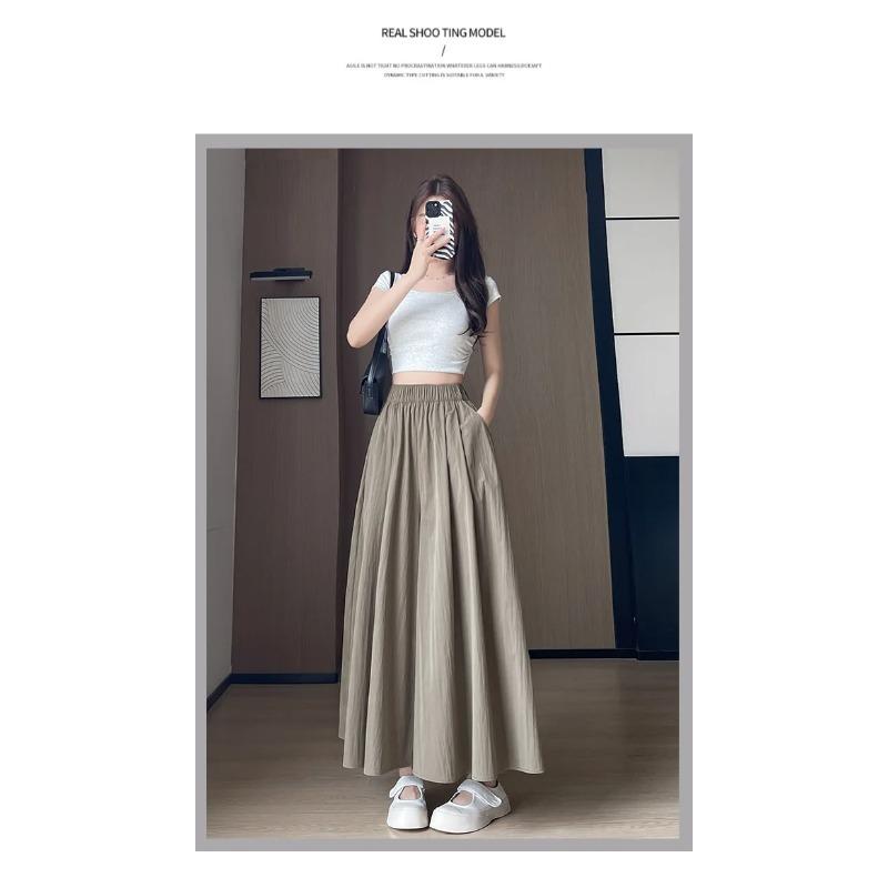 Spring Summer A Line High Waist Pants Skirt Women Trend Fashion Japanese Culottes Casual Loose Ice Silk Wide Leg Pant