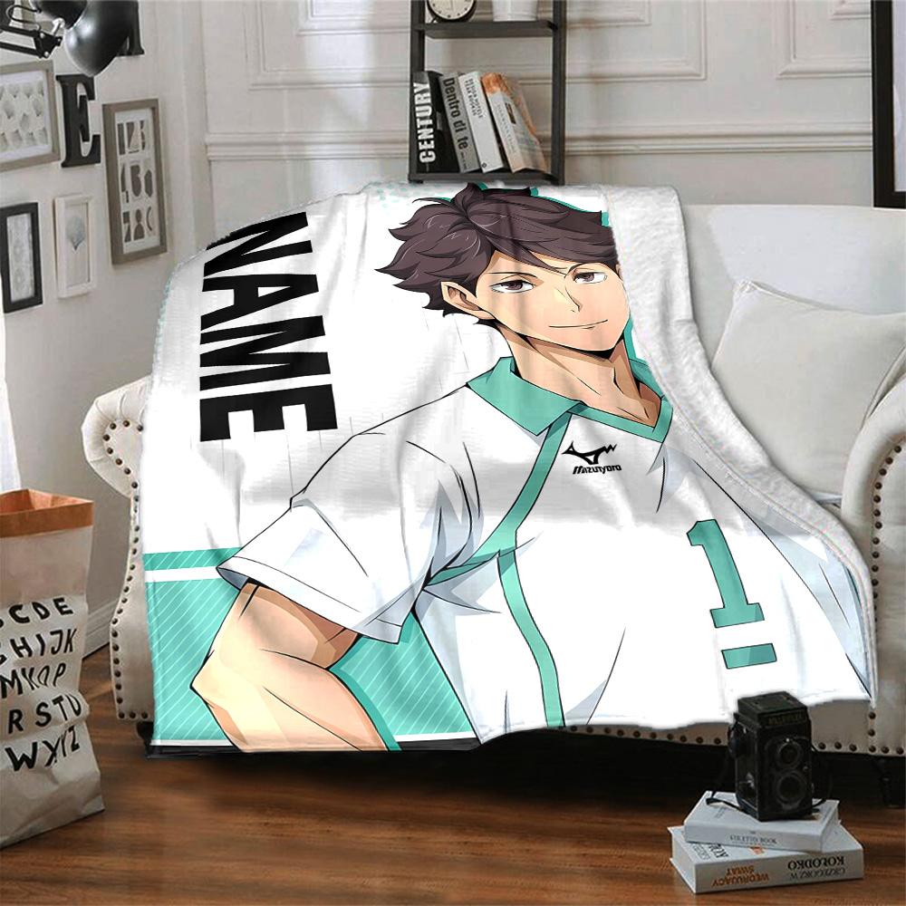 Customizable Oikawa Tooru1 Throw Blanket – Personalized Name, All-Season Cozy Snug Blanket, Machine Washable, Personalized Blanket