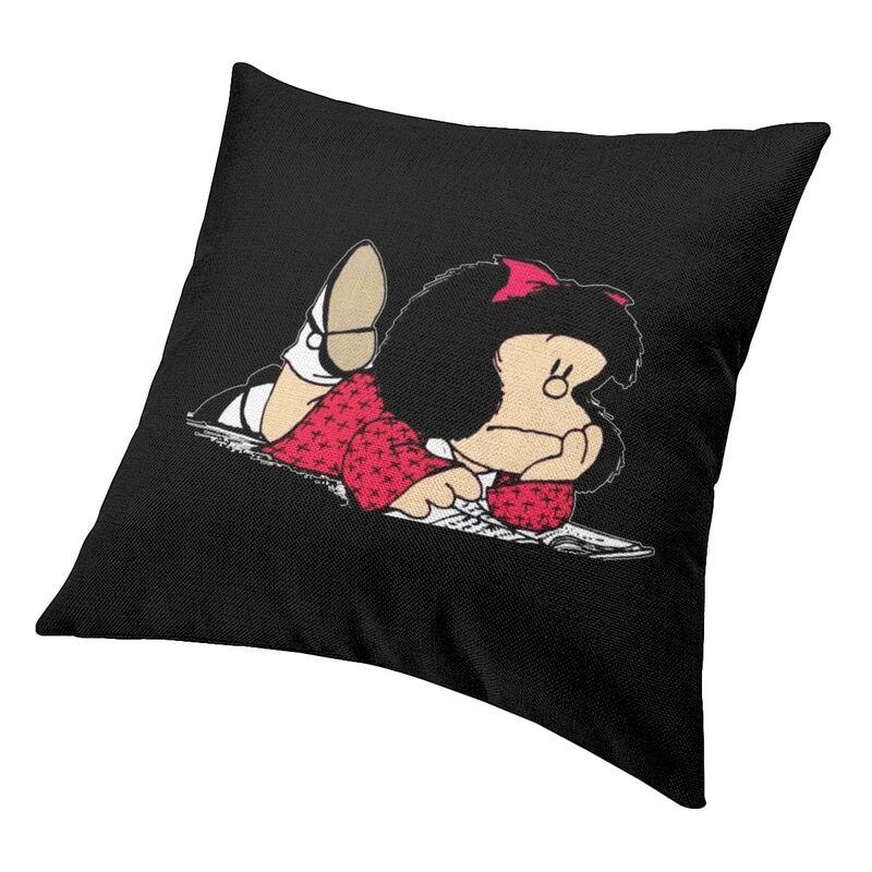 Cute Mafalda Cushion Cover 45X45 Home Decor Print Argentine Cartoon Quino Comic Throw Pillow For Car Double Side
