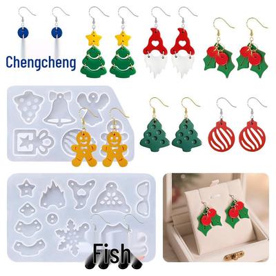 DIY Weihnachts-Ohrringe & Anhänger Silikonform - Baum- & Schneeflocken-Design