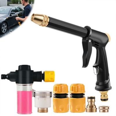 Garden Hose Nozzle with Foam Cannon, Quick Connectors, Heavy Duty Car Wash Nozzle, High Pressure Hose Nozzle for Washing Car Watering Plants Cleaning