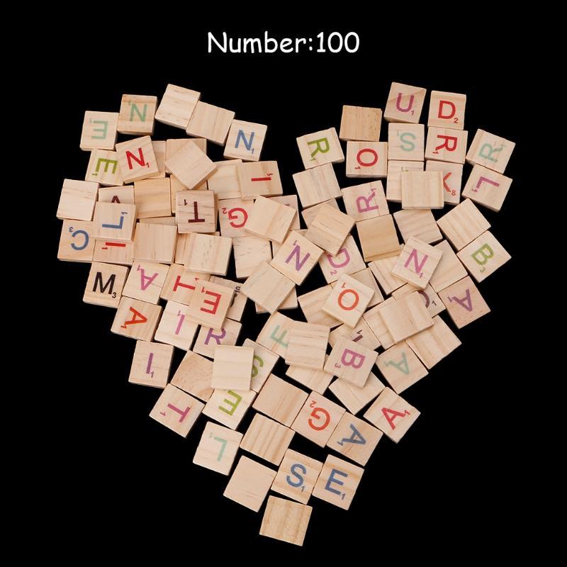 100X Holz Scrabble Fliesen Bunte Buchstaben Zahlen Für Handwerk Holz Alphabet Spielzeug