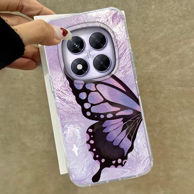 Case For Redmi Note 14 Pro Plus 13 Pro 14S 14C 13C A3 Xiaomi 14T 13T Pro Phone Cover Purple Butterfly Gradient For Redmi A5 Bag