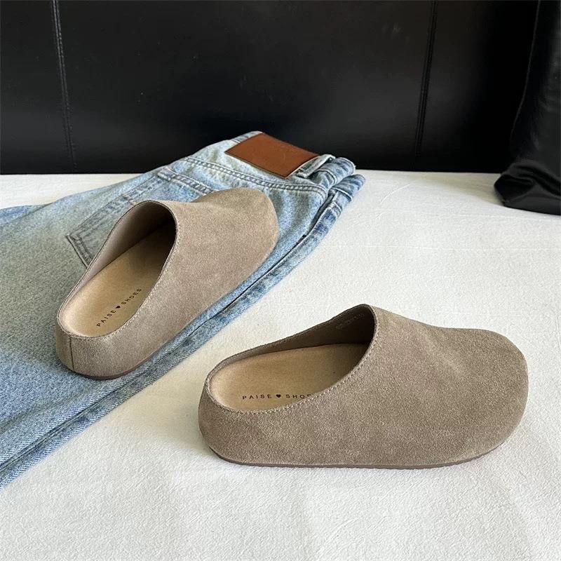 Autumn new fashionable versatile and lightweight women's retro casual one-pedal bag head slippers shoes