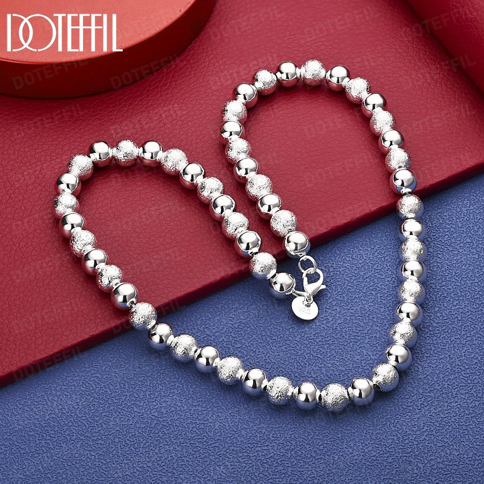 

Свадебный подарок из стерлингового серебра 925 пробы, ювелирные изделия, ожерелье из бусин 8 мм, модная бижутерия 45cm