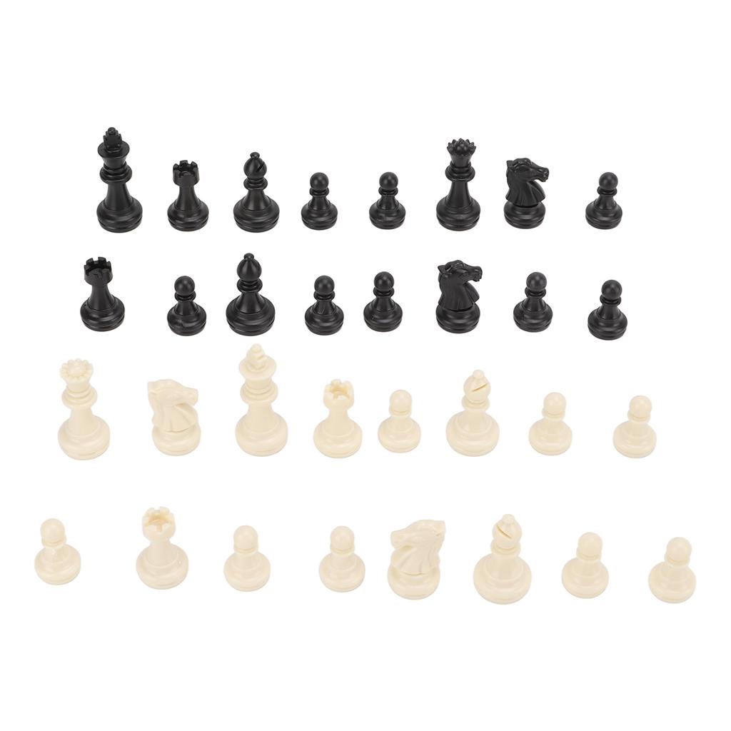 Chess Pieces Only PS Plastic Replacement Chessmen Figurine Pieces 49mm Height King for Party Relaxing(Black White )