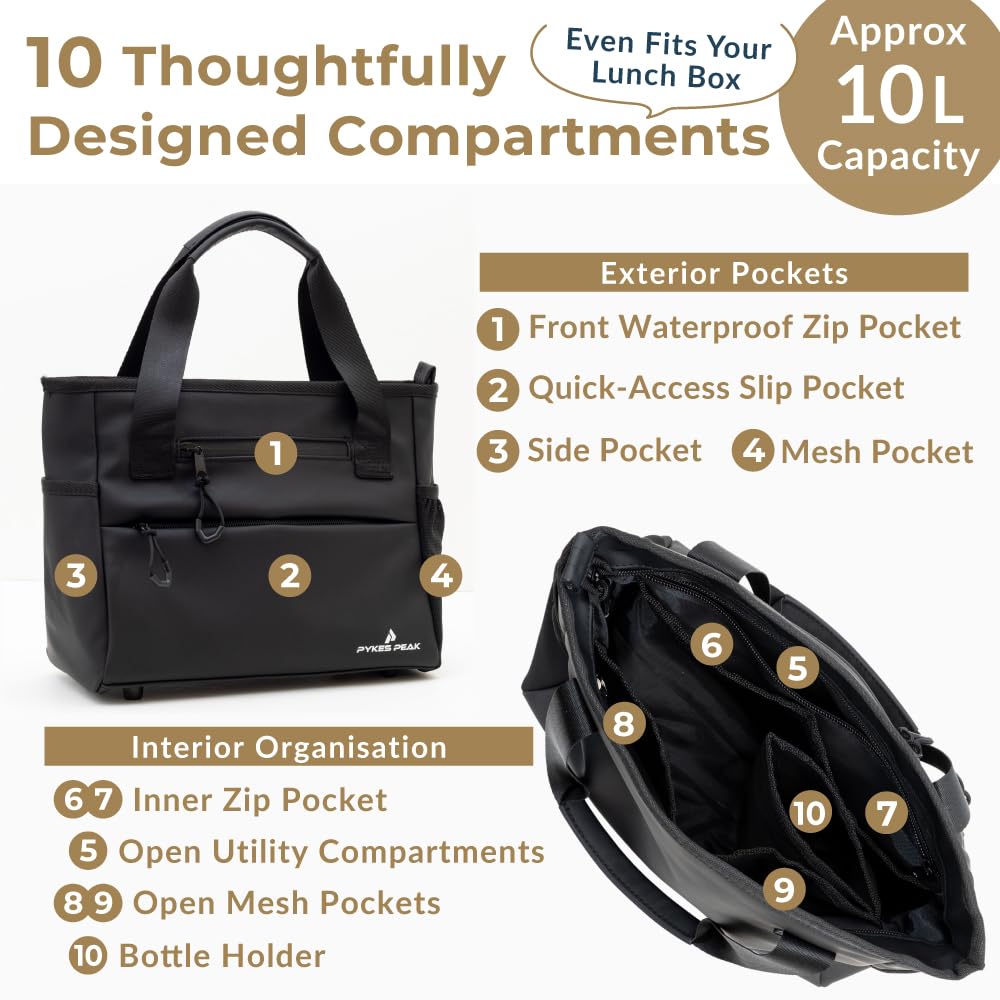 PYKES PEAK Golf Round Tote Cart Bag for Men and Women Bag/Pouch [Waterproof/Water-Repellent] Bag/Round Bag/Golf [Black]