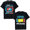 Level 7 Unlocked Awesome Since 2017 7th Birthday Gaming T-Shirt Gamer 7 Year Old Birthday Gift Video Game Lovers Tee Fashion Top