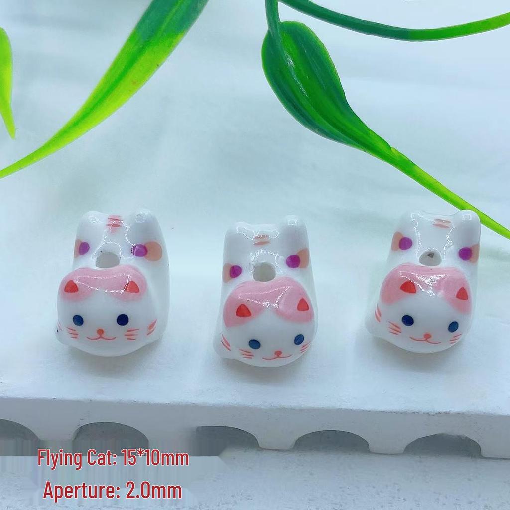 Colorful Cute Kitten Ceramic Beads for DIY Jewelry & Lucky Cat Pendants